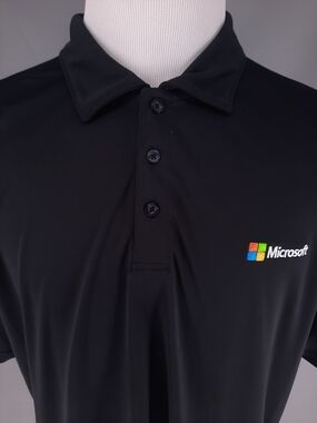 Microsoft Polo Golf Shirt Men's 2XL Black Embroidered Employee